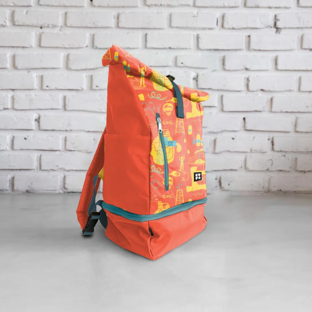 Morral Monguí naranja con estampado superior